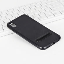 Carbon fiber pattern TPU phone cover for iPhone X stand case, slim fit for iPhone X case