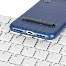 Carbon fiber pattern TPU phone cover for iPhone X stand case, slim fit for iPhone X case