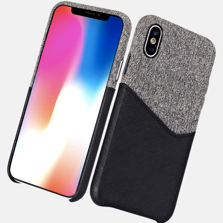 Premium quality slim PU leather case for iPhone with cardholder, grip well for iPhone X leather case with metal button-medome technology麦多米