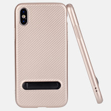 Carbon fiber pattern TPU phone cover for iPhone X stand case, slim fit for iPhone X case