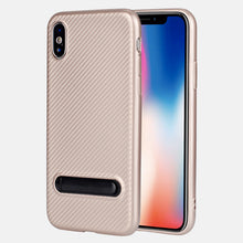 Carbon fiber pattern TPU phone cover for iPhone X stand case, slim fit for iPhone X case