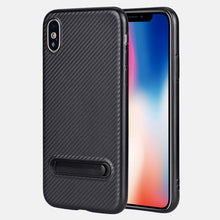 Carbon fiber pattern TPU phone cover for iPhone X stand case, slim fit for iPhone X case