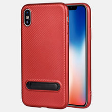 Carbon fiber pattern TPU phone cover for iPhone X stand case, slim fit for iPhone X case