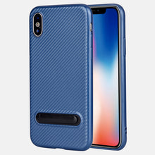 Carbon fiber pattern TPU phone cover for iPhone X stand case, slim fit for iPhone X case