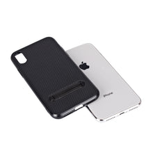 Carbon fiber pattern TPU phone cover for iPhone X stand case, slim fit for iPhone X case