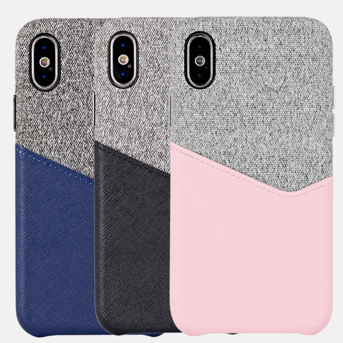 Premium quality slim PU leather case for iPhone with cardholder, grip well for iPhone X leather case with metal button-medome technology麦多米