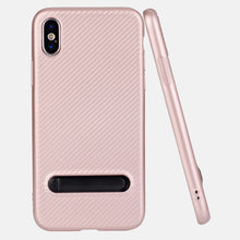 Carbon fiber pattern TPU phone cover for iPhone X stand case, slim fit for iPhone X case
